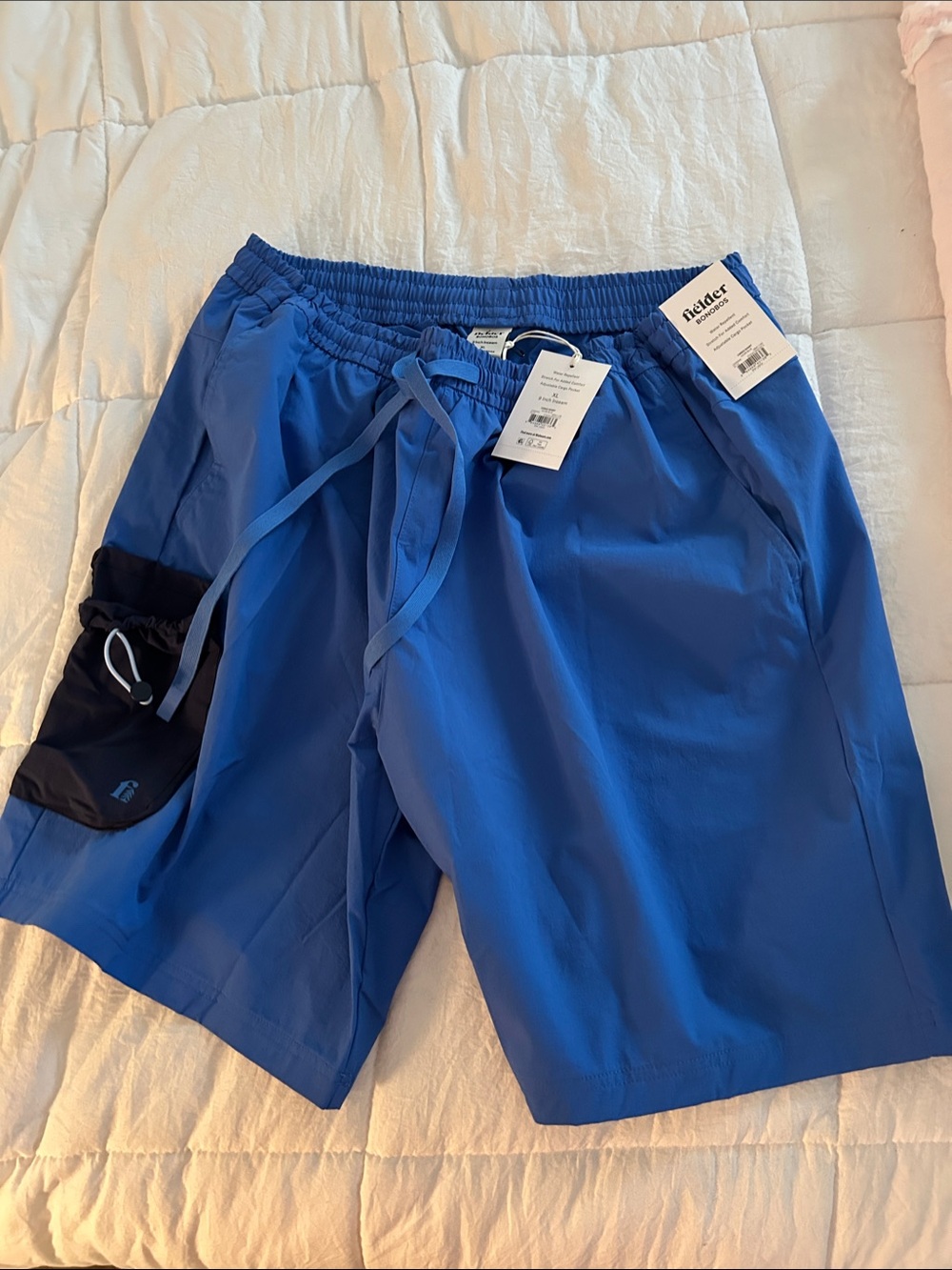 NWT XL Oversized Fielder Bonobos Men's Drawstring Shorts Azure Blue 9” Inseam